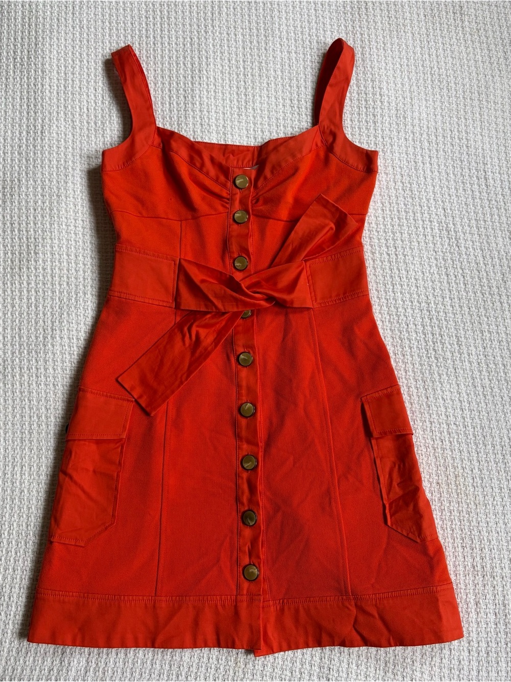 Diane von Furstenberg DVF Orange Cotton Button Front Mini Dress Size Women’s 4